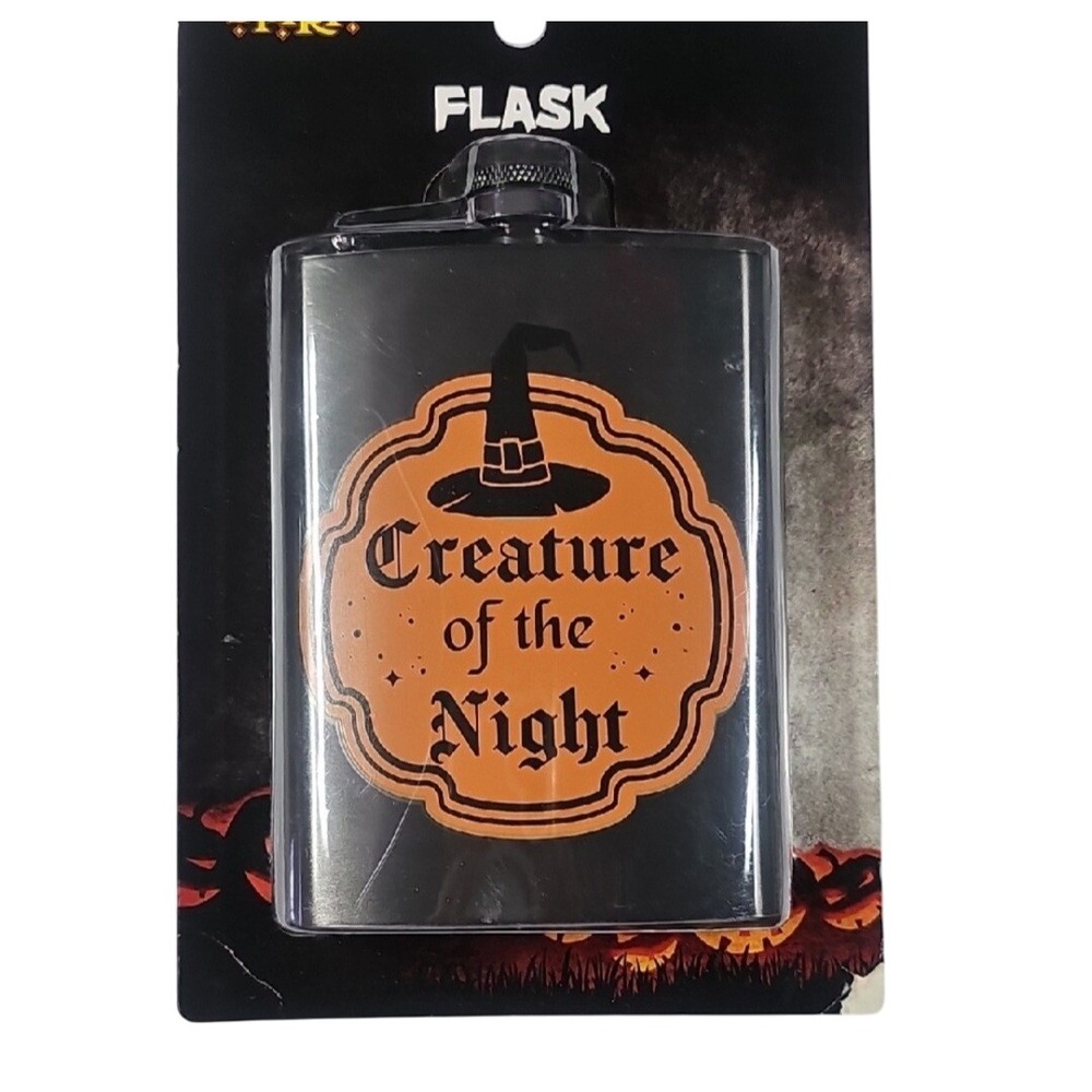 Flask Halloween Spirit Halloween Black &‎ Orange Flask Creature Of The Night NWT